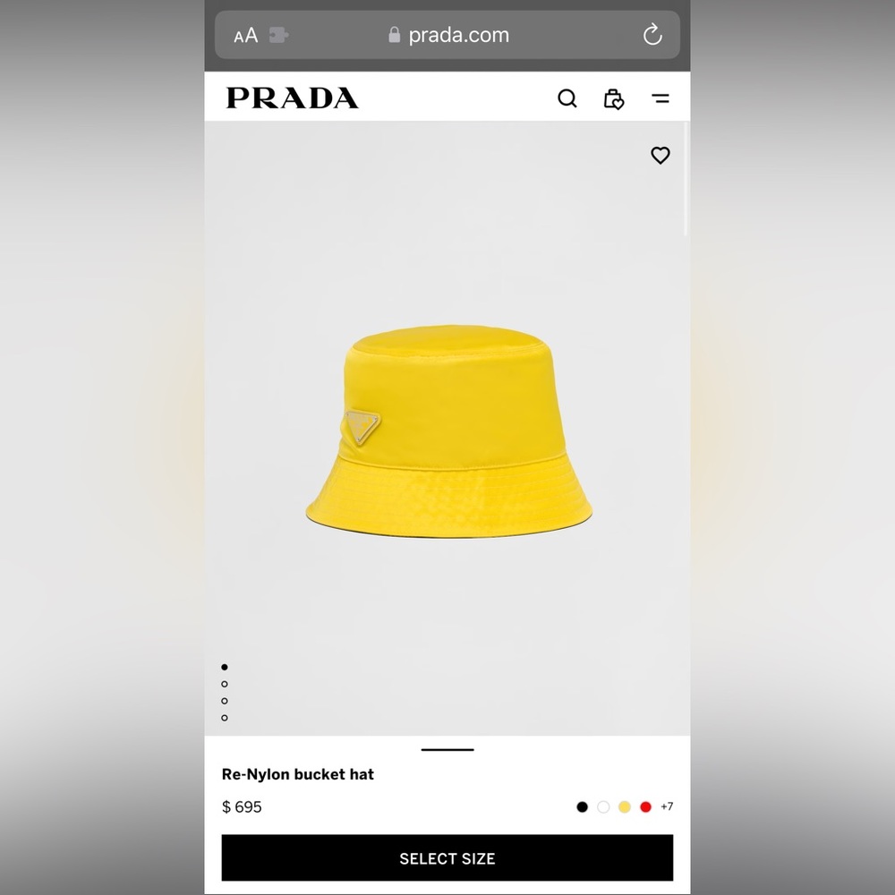 PRADA Re-Nylon BUCKET HAT YELLOW